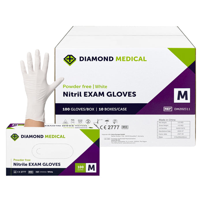 Diamond Medical handschoen nitril poedervrij wit M | 100 stuks