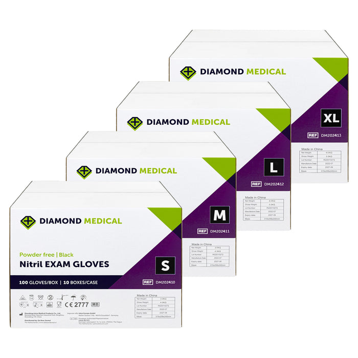 Diamond Medical handschoen nitril poedervrij zwart XL | 100 stuks