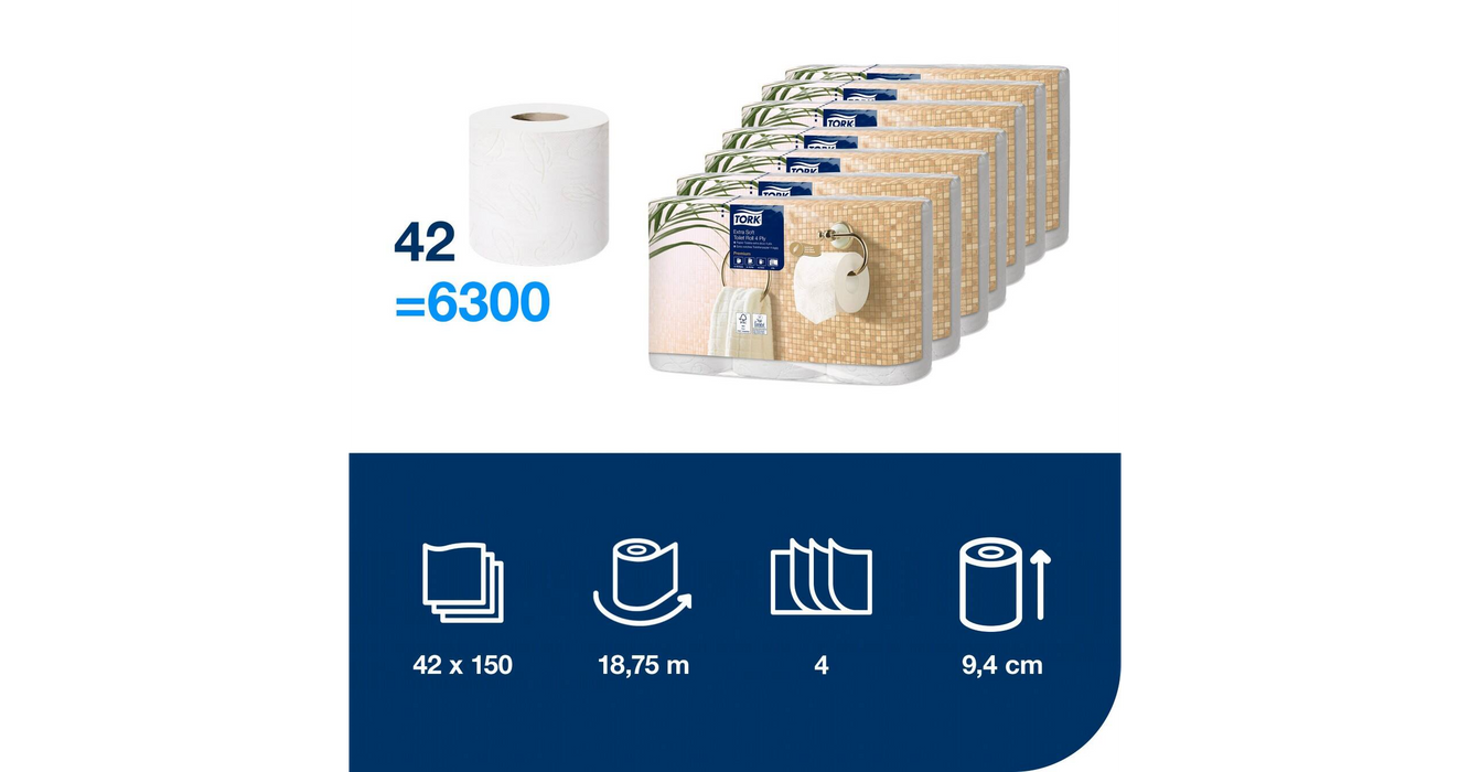 Tork toiletpapier 4-lgs - extra soft - 150 vel - 42 rollen pak