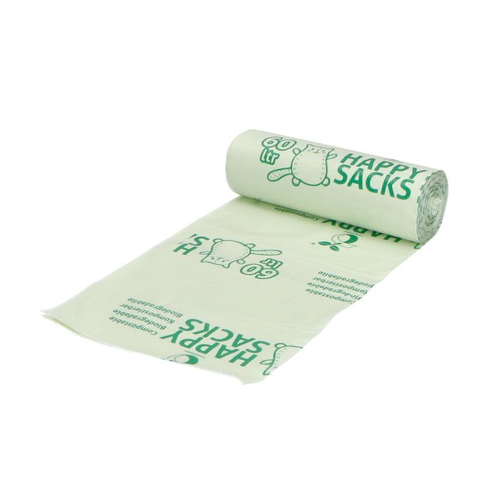 Afvalzak BIO 60 x 80 cm 30my Happy Sacks (wit)  - 24 x 10 stuks *Op=op zie 160109600*