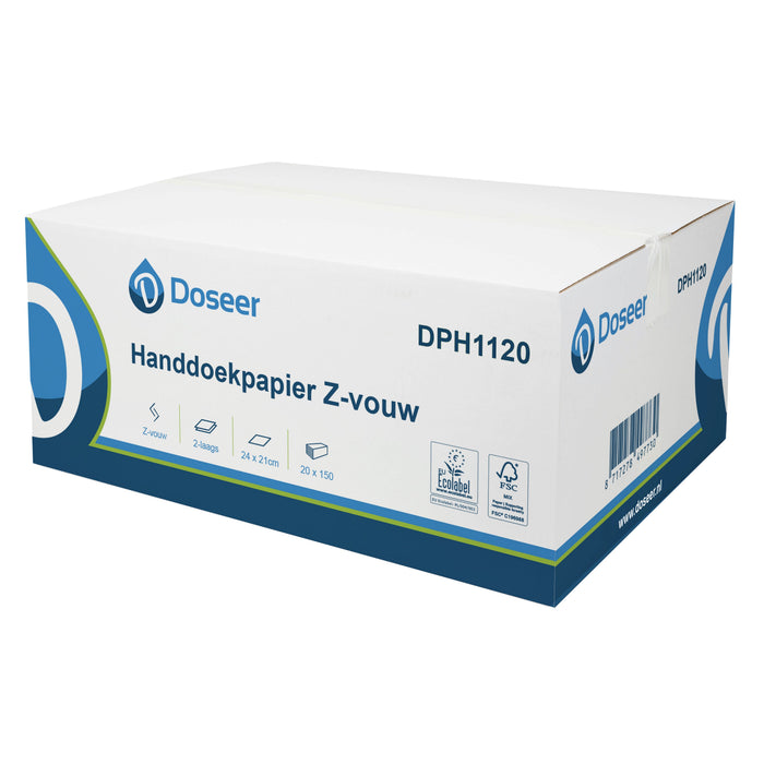 Doseer.nl handdoekpapier Z-vouw 2-lgs cellulose - *Nieuw*