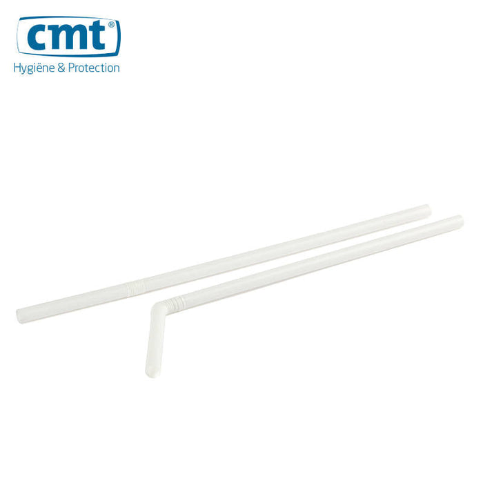 Drinkrietje wit 21 cm buigbaar 6 mm plastic - 5000 stuks