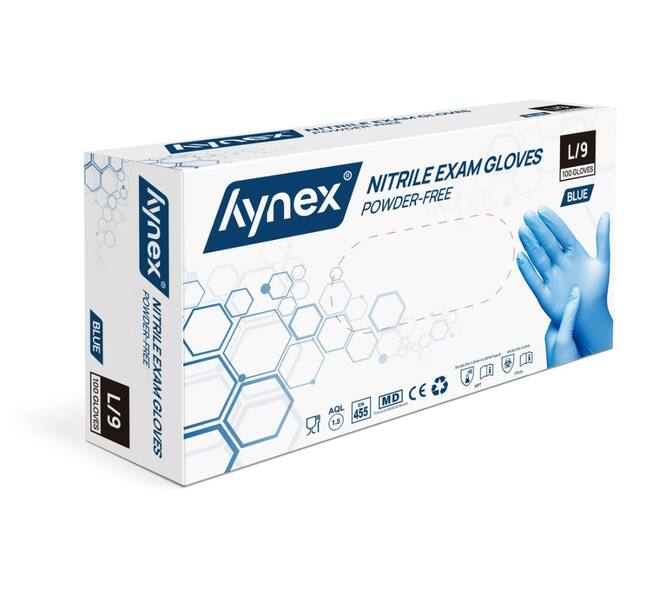 Hynex handschoen nitril PF blauw maat L - 100 stuks