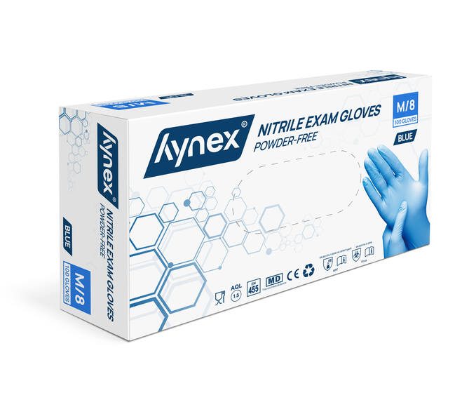 Hynex handschoen nitril PF blauw maat M - 100 stuks