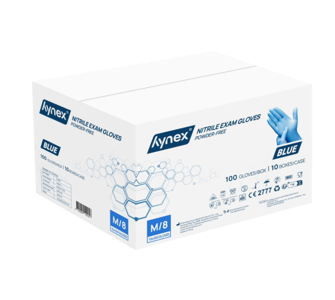 Hynex handschoen nitril PF blauw maat M - 100 stuks