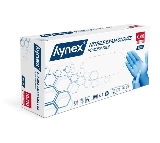 Hynex handschoen nitril PF blauw maat XL - 100 stuks