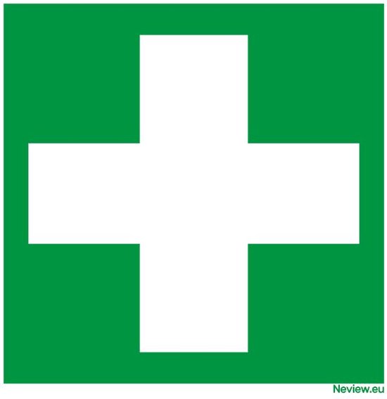 Sticker groen-wit kruis voor verbandkoffer