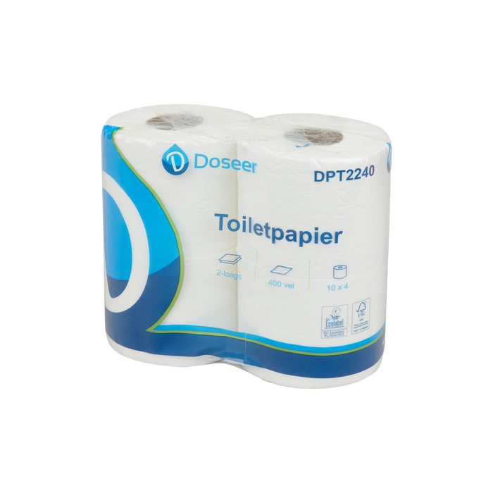 Doseer.nl toiletpapier 400 vel 2-laags cellulose - 10 x 4 rollen