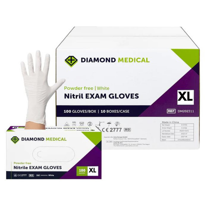 Diamond Medical handschoen nitril poedervrij wit XL | 100 stuks